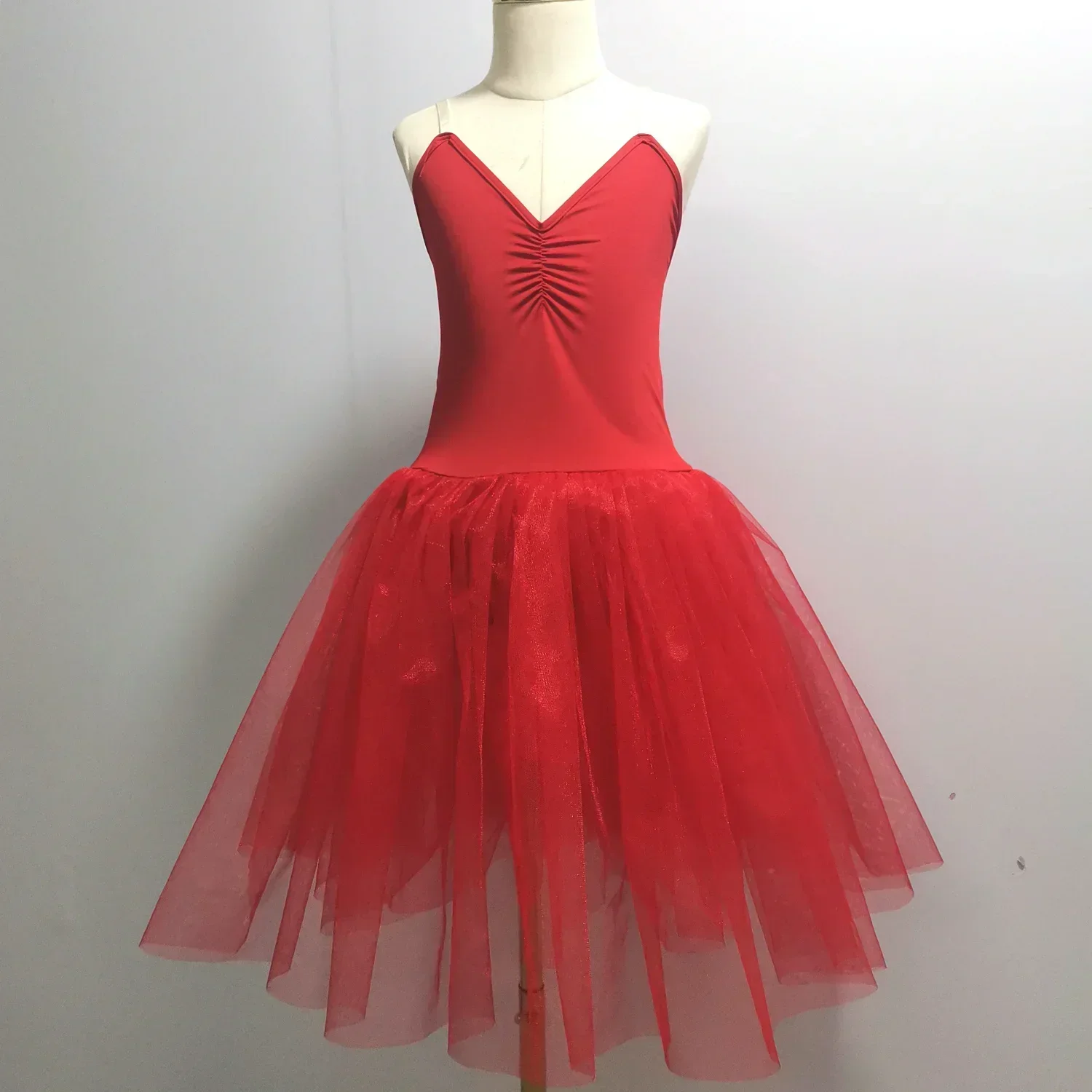 تنورة الباليه الحمراء أزياء الرقص الشرقي فستان الأداء لمرحلة البجع البيضاء للفتيات #3