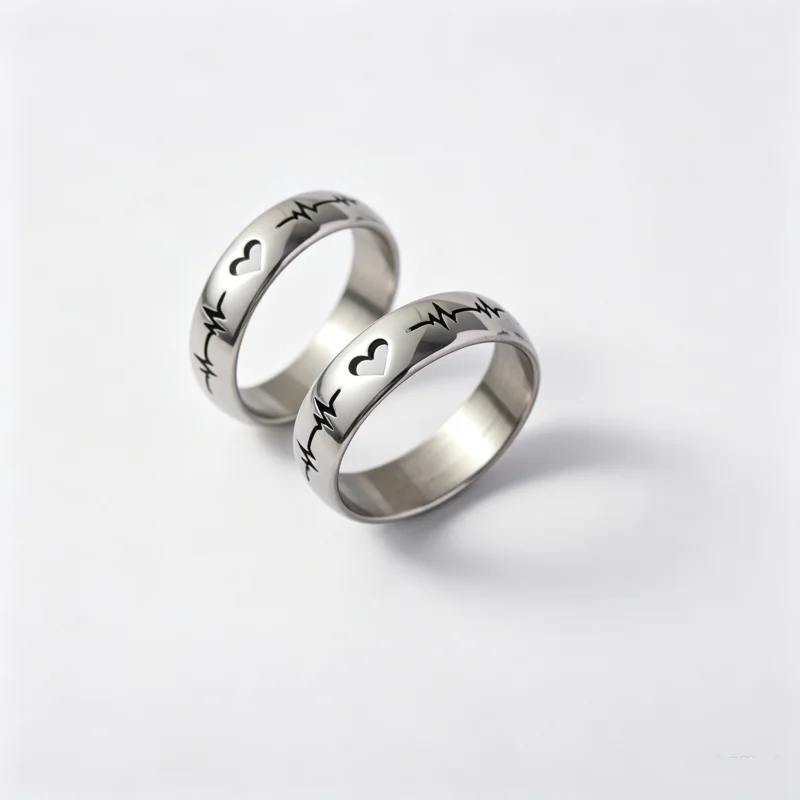 36Pcs Wholesale Heartbeat Heart Engraved Stainless Steel Rings Golden Silver Mixed Sizes 7-11 Bulk Couple Jewelry