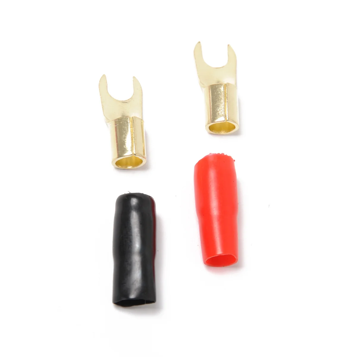 10 أزواج محطات تجعيد النحاس مطلية بالذهب 8 مقياس شوكة المجرف موصل مجموعة سلك مكبر الصوت كابل محطة التوصيل أحمر أسود #2