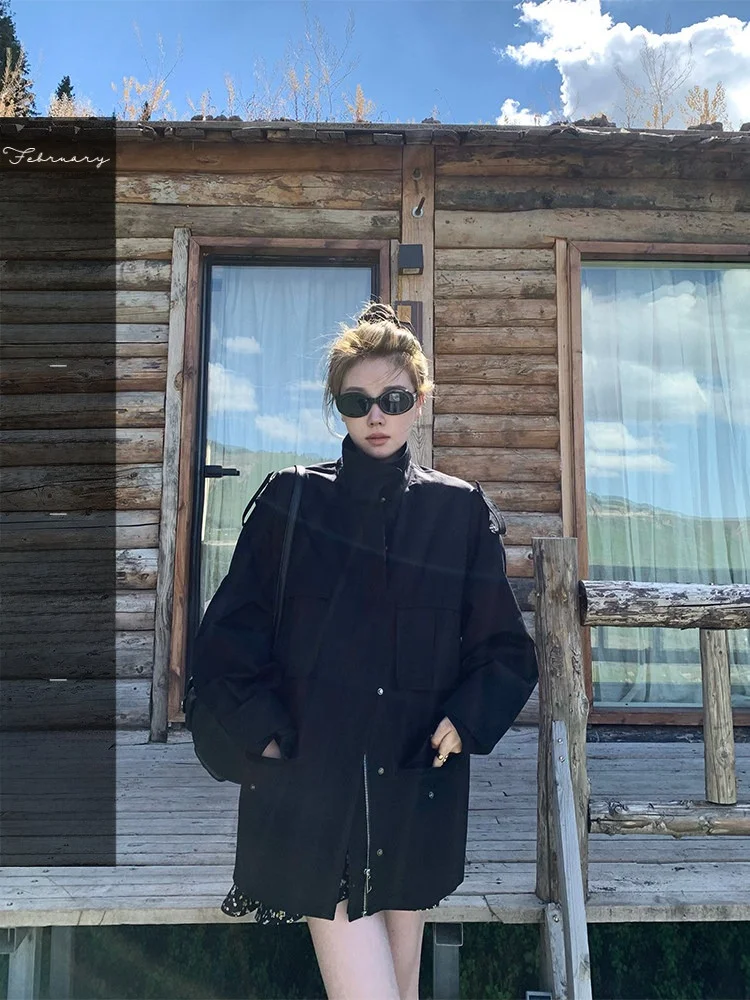 

Melbourne Vibe Повседневная уличная женская куртка средней длины с воротником-стойкой Спецодежда Iuence Верхняя одежда из хлопка 00%