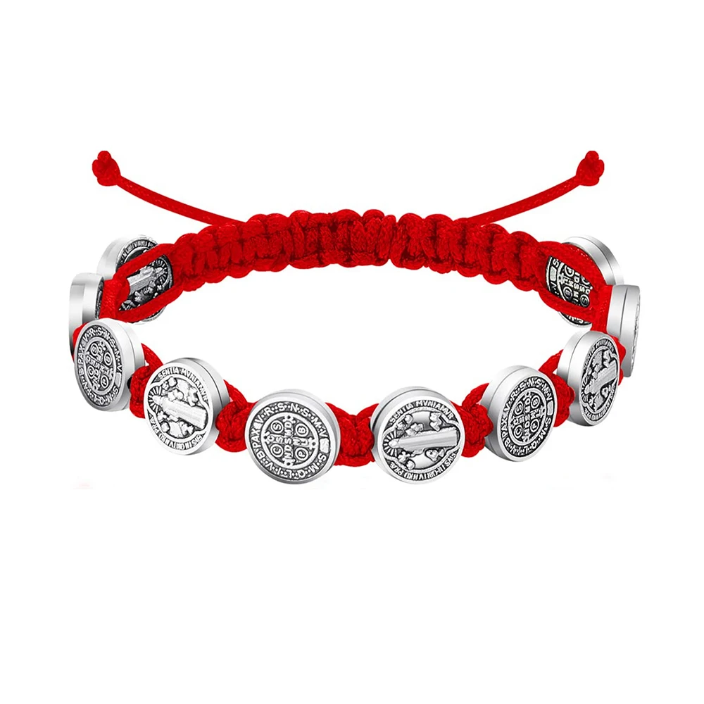 1 قطعة موضوع متعدد الألوان كريستال الخرز سانت بندكت Pulsera دي سان بينيتو قابل للتعديل سوار الصلاة هدية للنساء الرجال الفتيات