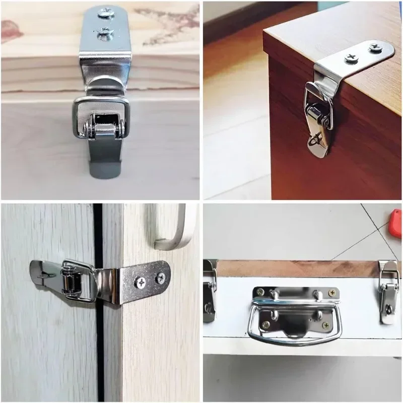 16/2PCS Duck Mouth Buckle Hook 90 Degree Box Closure Lock Spring Loaded Draw Toggle Buckle Clamp for Suitcase Cabinet Door Hasps