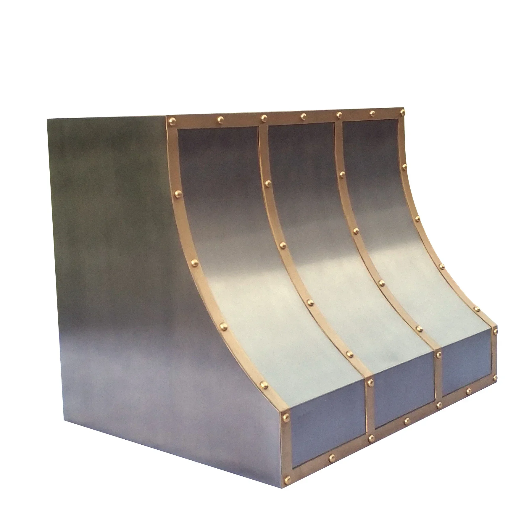 

Custom SS Kitchens Vented Chimney Range Hood Old World Wall Mounted Exhaust Range Hood Brass Accent with Gold Brush LOW Noise