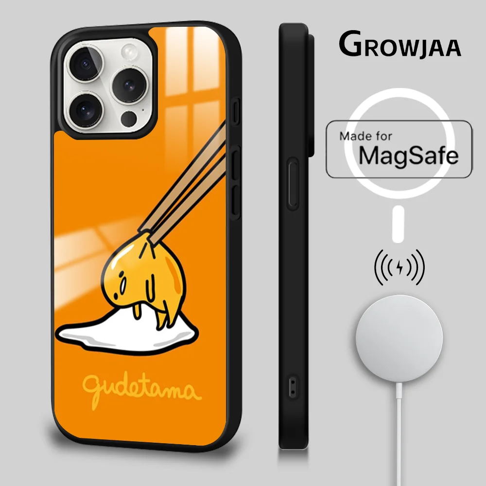 

Sanrio Gudetama Phone Case For iPhone 15 14 13 12 11 Pro Max Plus Mini Mirror Magnetic Funda Cute Anime Magsafe Phone Case