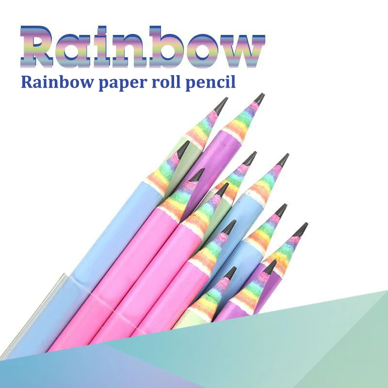 

1PCS Rainbow Color Paper Pencil Children's Writing And Painting HB Professional Art Sketch Comic Pen School Office Supplies