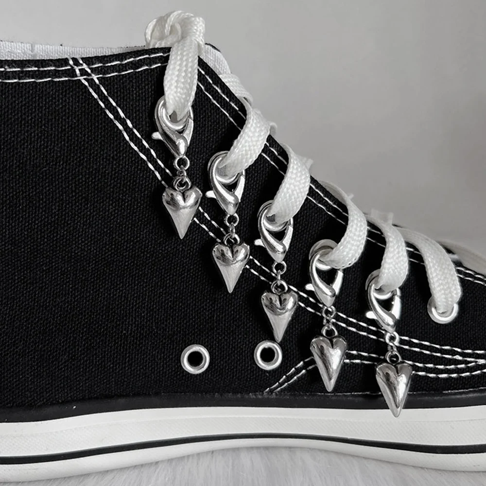 3/6 stücke Y2k Süße Edelstahl Schuh Dekoration Emo Hohl Stern Liebe Anhänger Perle Doppel Schicht Bling Strass INS Schuh kette