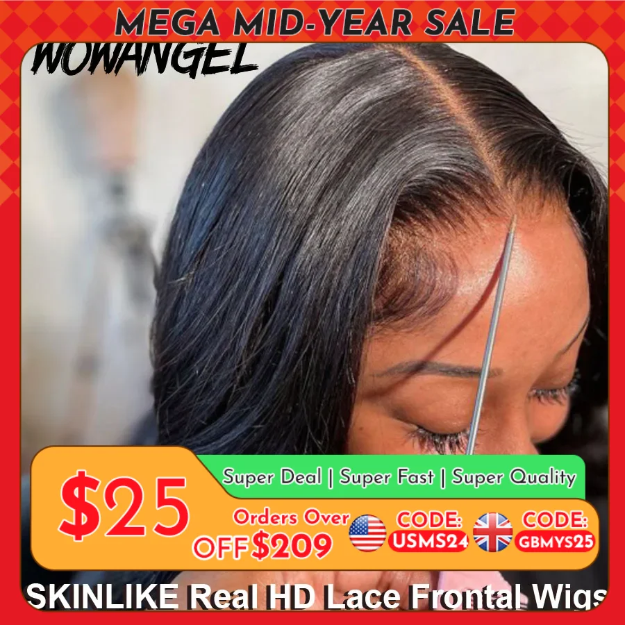 Wowangel 13x6 peruca frontal do laço completo hd perucas frontais do laço onda do corpo perucas de cabelo humano 250% hd fechamento do laço perucas derreter skins sem cola