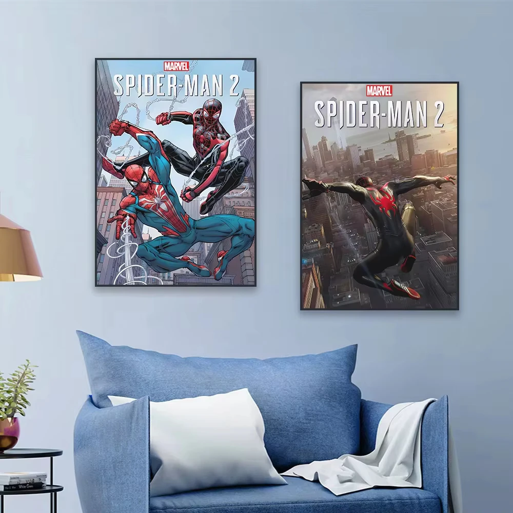 Disney Spiderman 2 โปสเตอร์ภาพยนตร์คลาสสิก Spider Man พิมพ์ Disney Superhero ภาพวาดผ้าใบบ้านเกม Wall Art ตกแต่ง