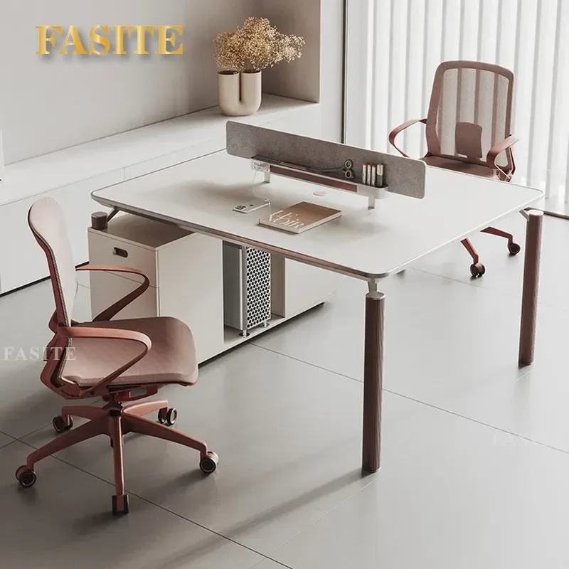 For 4 Person Office Desk and Chair Combination Modern Simple Creative Staff Workstation Furniture for Office Building