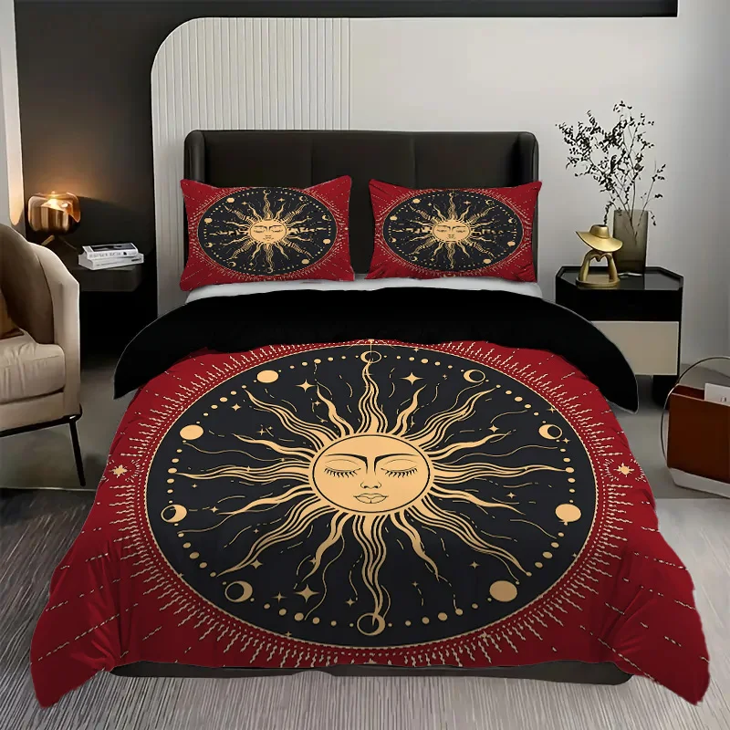

Mysterious Sun Pattern 3d Printed Quilt Cover Set Bohemian Exotic Style Bedding Cover Polyester Soft Comfortable Duvet Cover Set