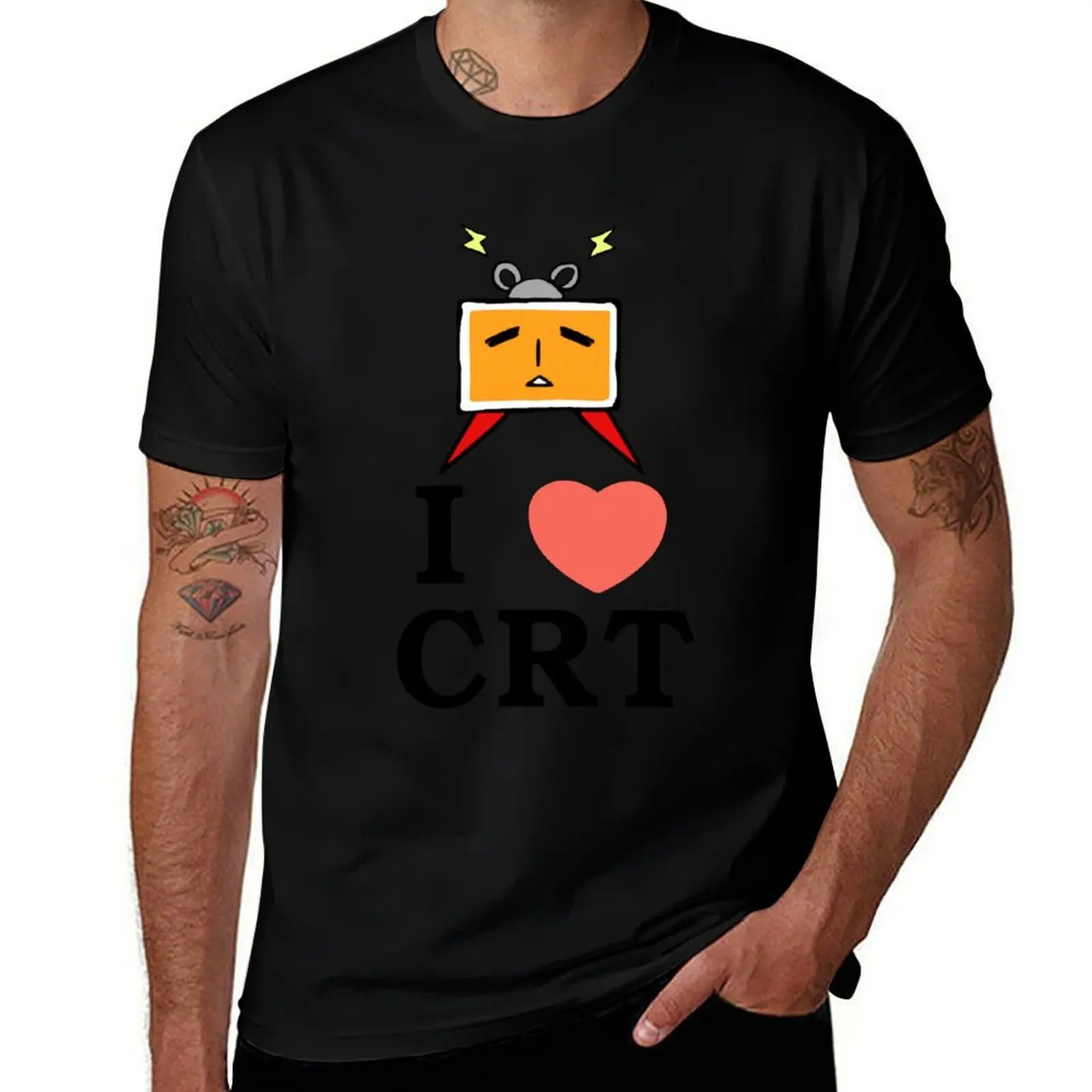 

I Heart CRT TV Mr Braun Mascot Logo ~ Anime T-Shirt croswit shirt man topping funny gifts oversized t shirts for men