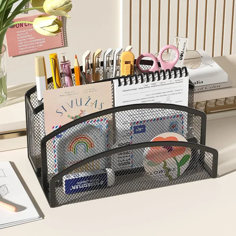 Creative Pencil Holder Office Desk Metal Mesh Desktop Organizer Anti-Rust Metal Container Organiser Durable Pencil Case