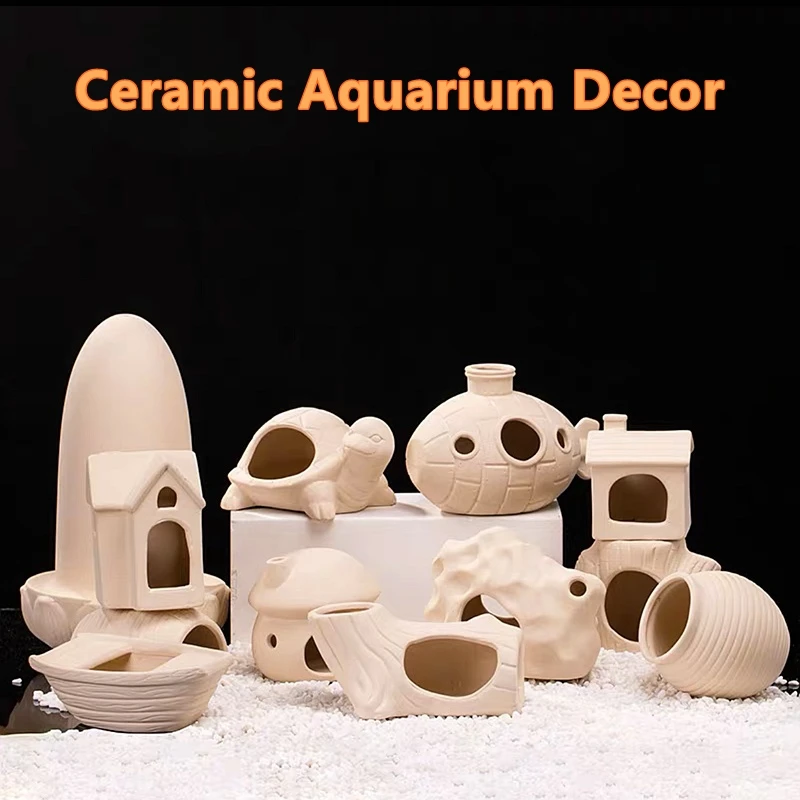 Quality Ceramic Aquarium Decor Fish Shrimps Shelter House Fish Tank Decoration Accessories Pottery Scorpion House Canister 1PC