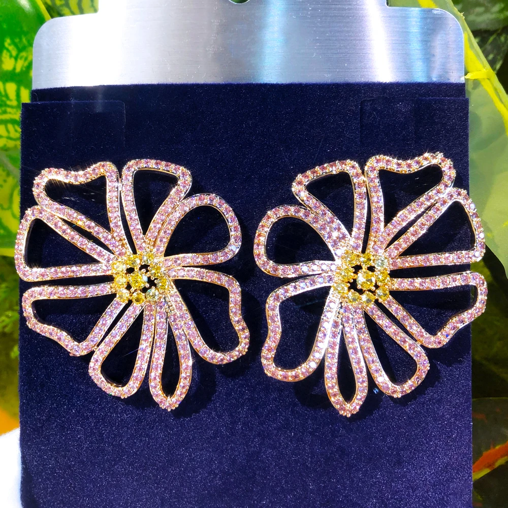 

Missvikki Romantic Big Flower Earrings for Women Daily Shiny Trendy Original Girl Gift Bloom High Quality Korean Accessories