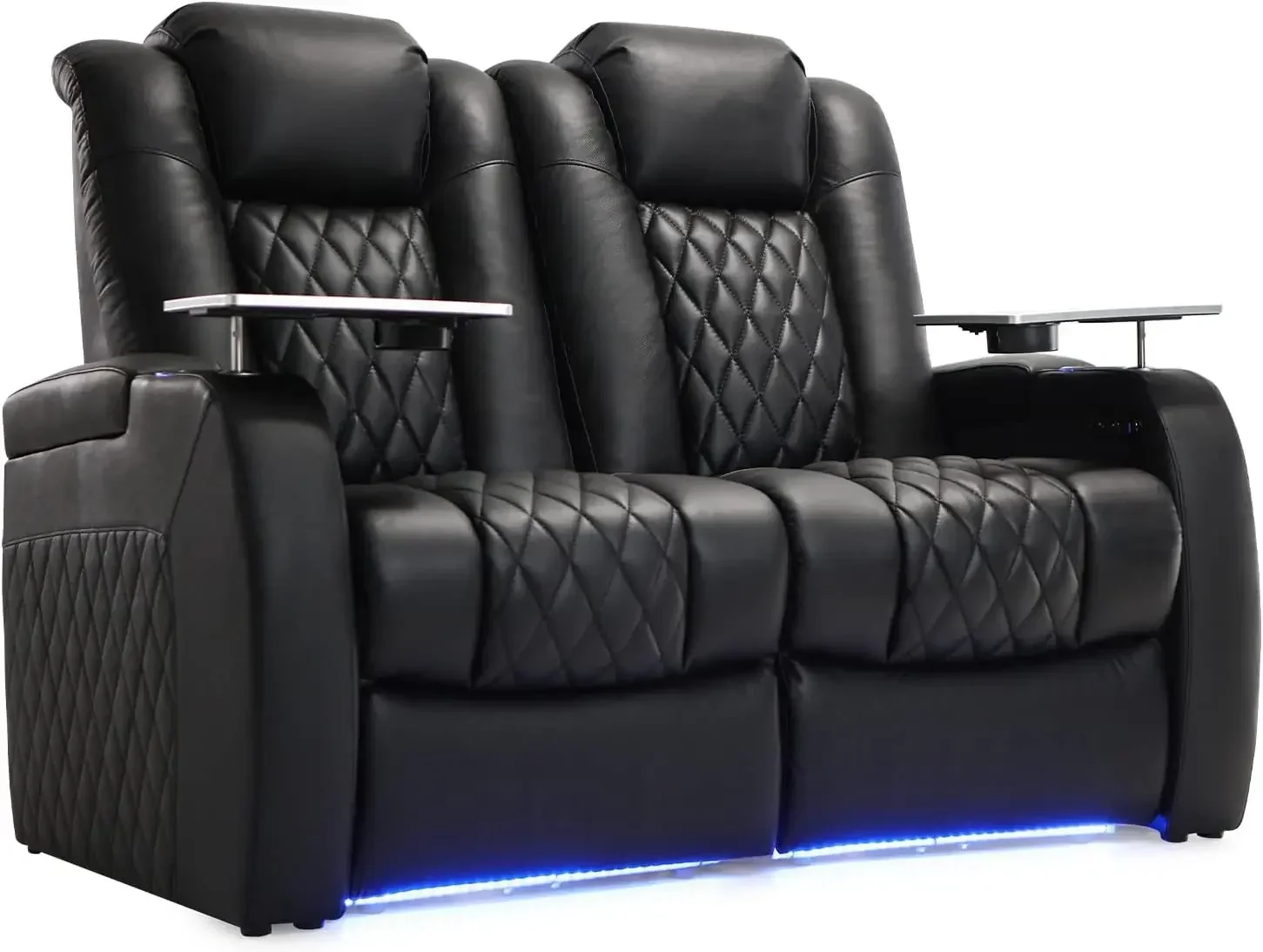 Home Theater Seating Top Grain Leather Recliner Chair Dual Power Electric Headrest Movie Gaming Sofa