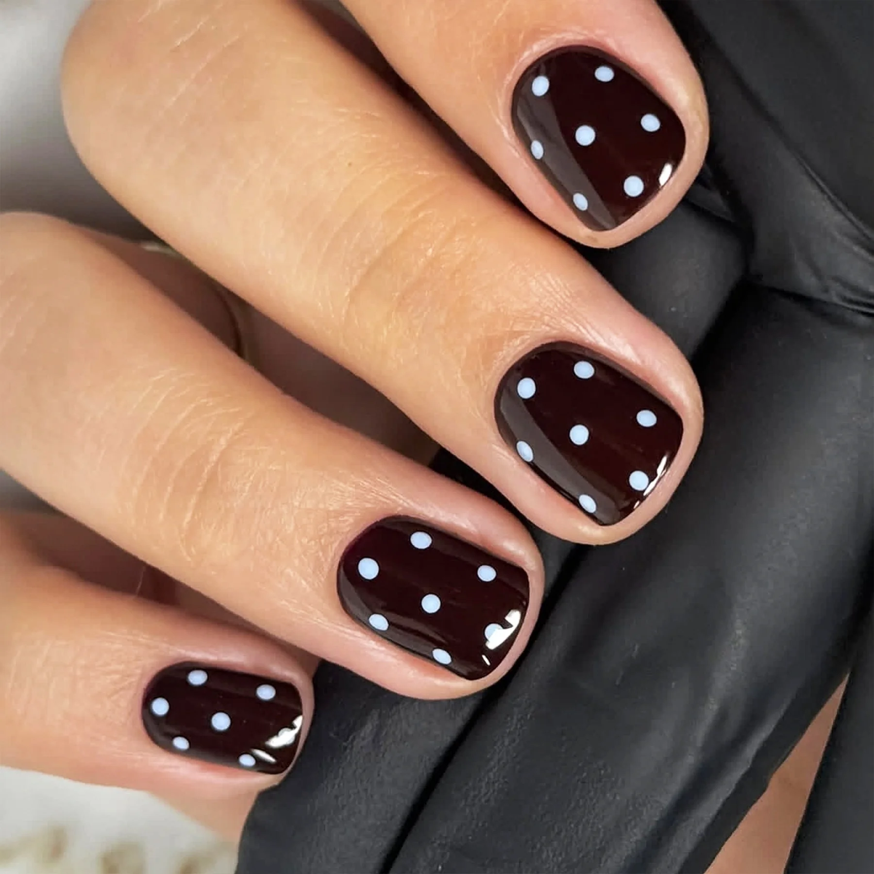 Black Polka Dot Nail Art Wearable False Nails Cross-Border Popular Dot Pattern Nail Tips Beauty Salon Supplies