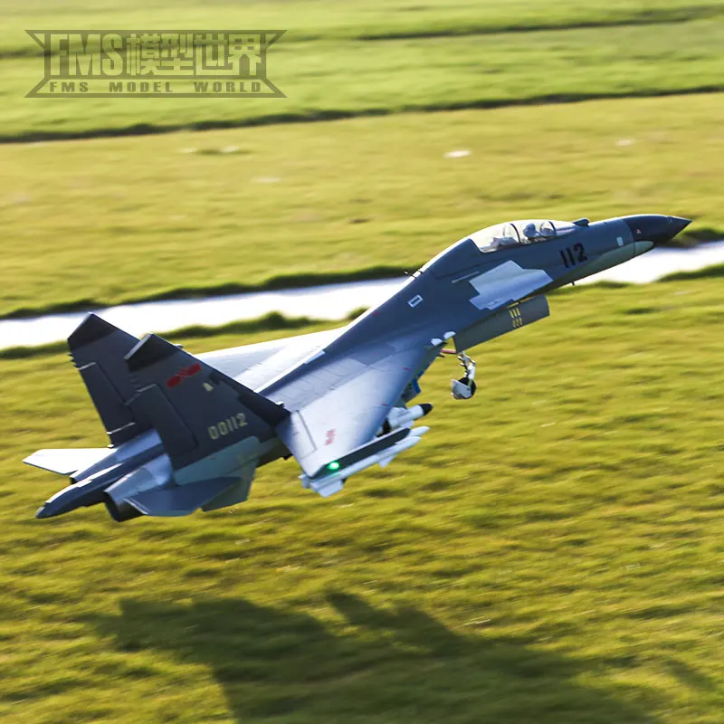 Fms Rc المزدوج 70 مللي متر سلسلة J-11bs محاكاة الكهربائية التحكم عن بعد الفضاء نموذج عالية الأداء الثابتة الجناح الطائرات هدية