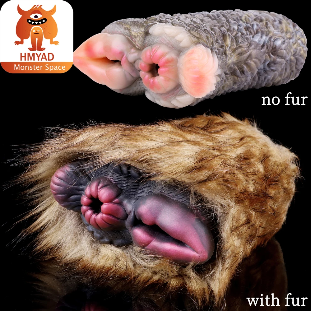 HMYAD Fantasy Masturbator With Animal Fur Soft Silicone Animal Ninny Pussy Man Penis Stroker Realistic Vagina Plush Sex Toys