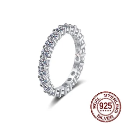 CWWZircons Luxury Silver 925 Cubic Zirconia Wedding Band Round Ring for Women Party Engagement Bridal Fine Jewelry Gift SR037