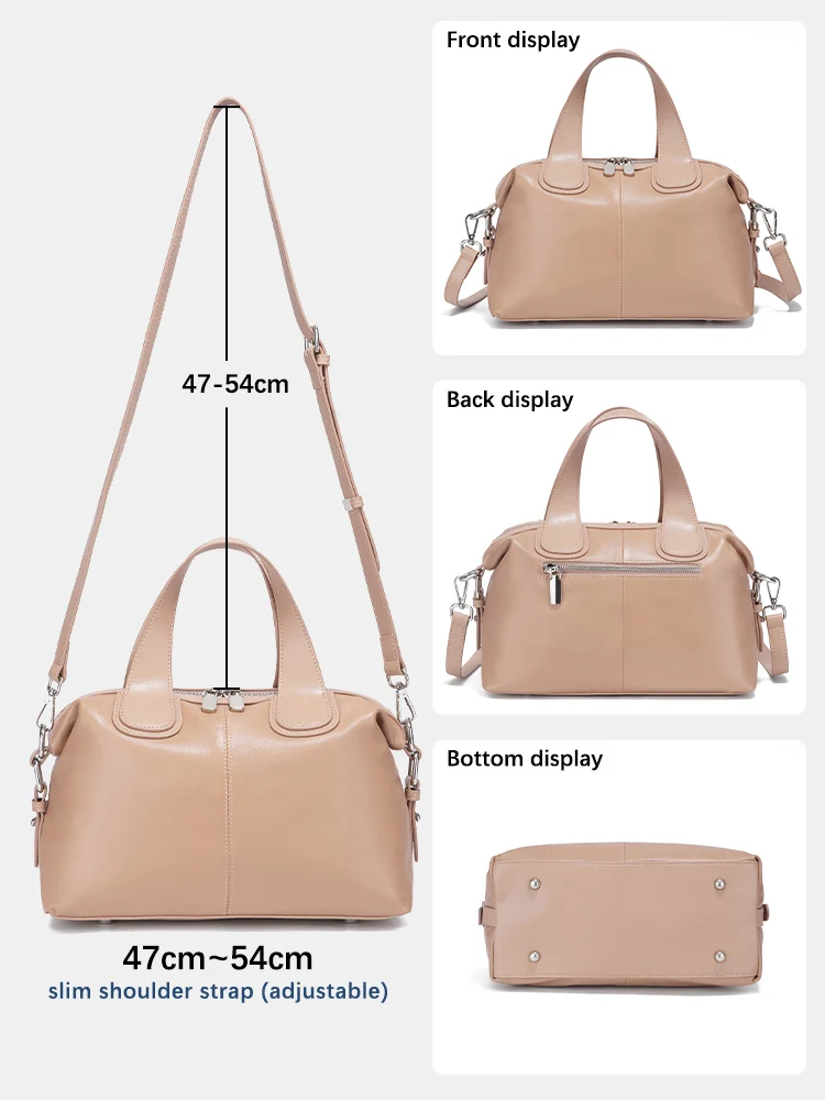 Zency lederen tas met handvat aan de bovenkant voor dames Stijlvolle Boston-tas Schouderhandtas Bolsa Crossbody Satchel-tassen met grote capaciteit