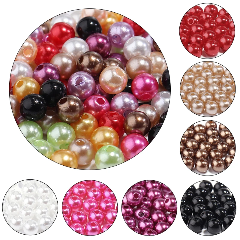 3/4/6/8/10/12mm ABS Imitation Perle Perle Runde Acryl Lose Spacer Perlen Bunte Kunststoff Regenbogen Perlen für DIY Handwerk Machen ﻿ – Detail 1