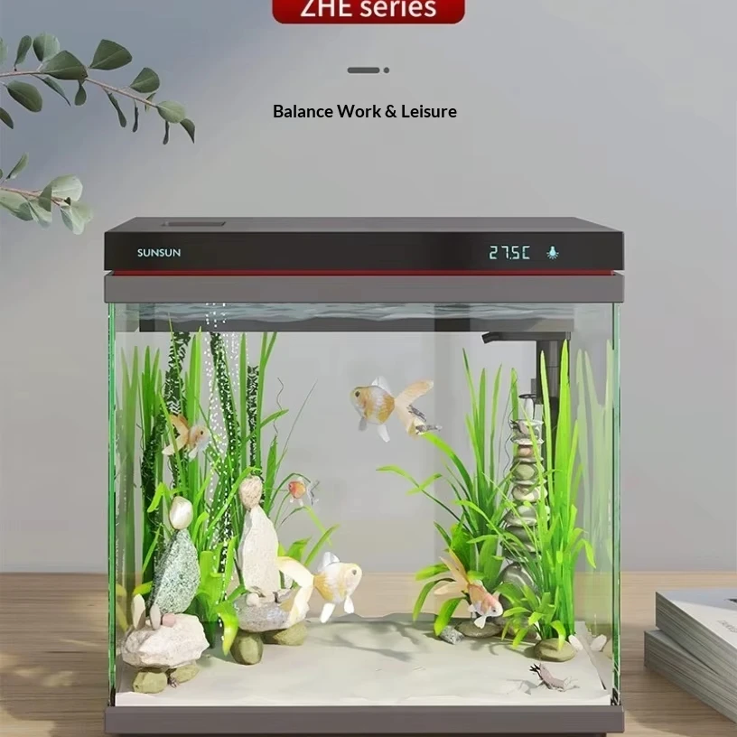 Rectangle Glass Desktop Fish Tank DIY Underwater Microcosm Eco-Friendly High Light Transmittance Gradient Ambient Light