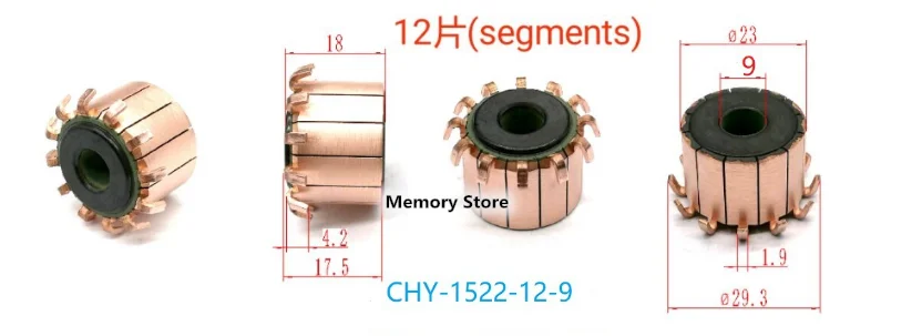 

10PCs 23x9x17.5(18)mm 12P Teeth Copper Hook Type Electrical Motor Commutator,CHY-1522-12-9