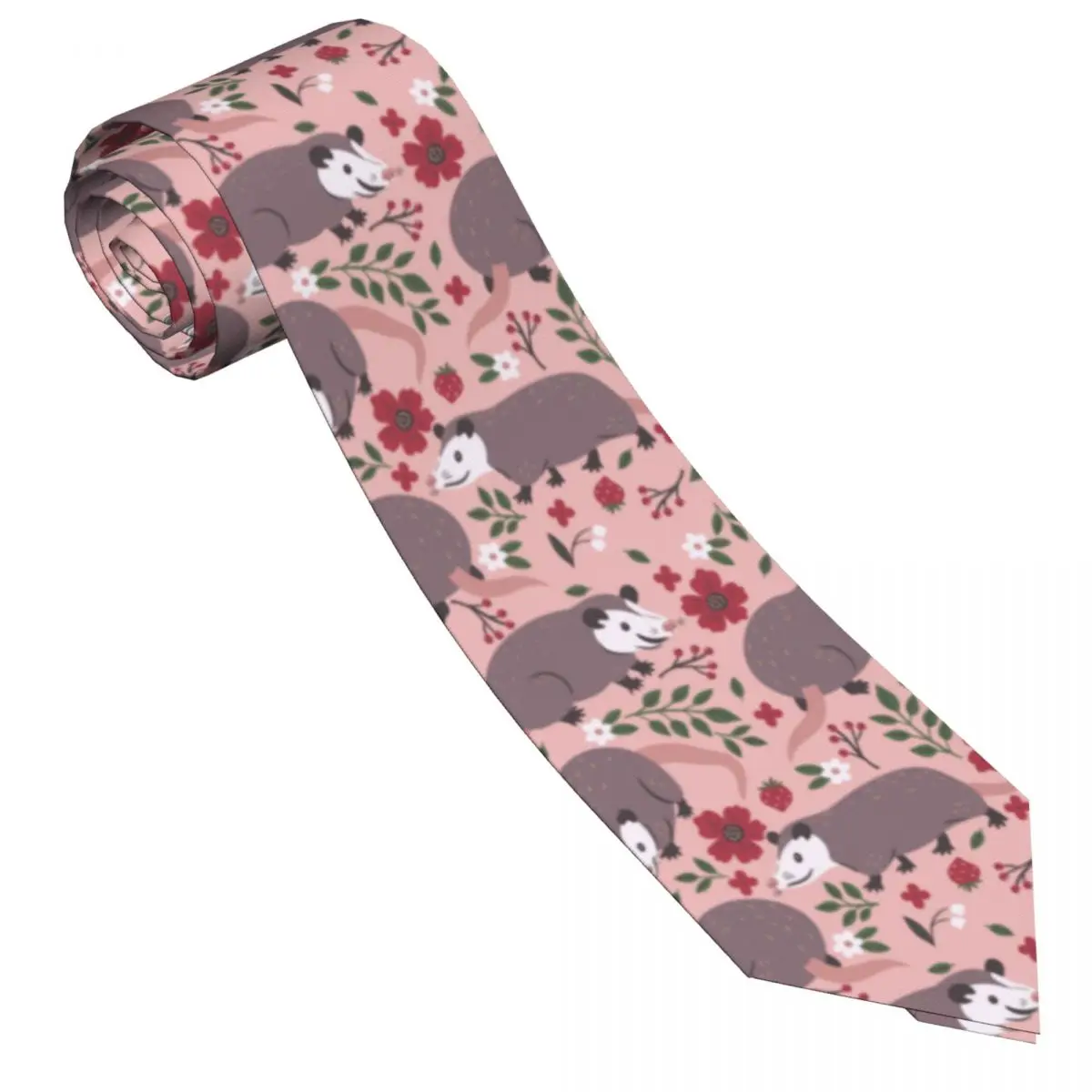 Cute Opossum Flowers Berries Tie Necktie Tie Clothing Accessories