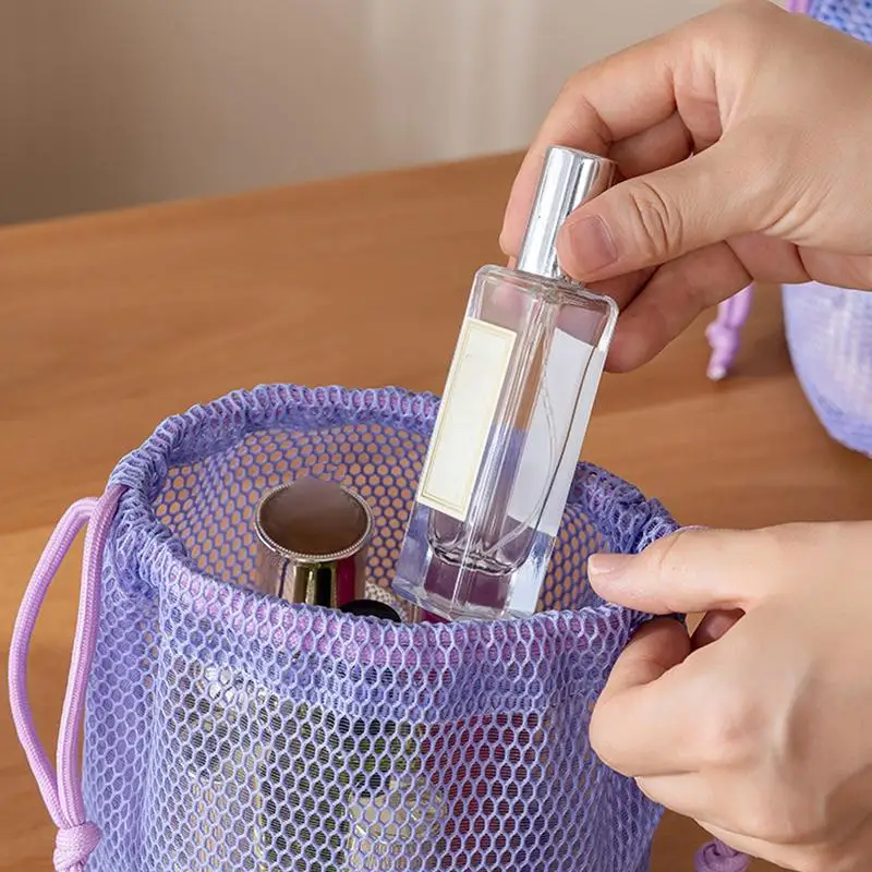 Nylon Mesh Drawstring Storage Pouch Multi-Purpose Travel Bag For Digital Products Makeup Cosmetic Organizer Outdoor