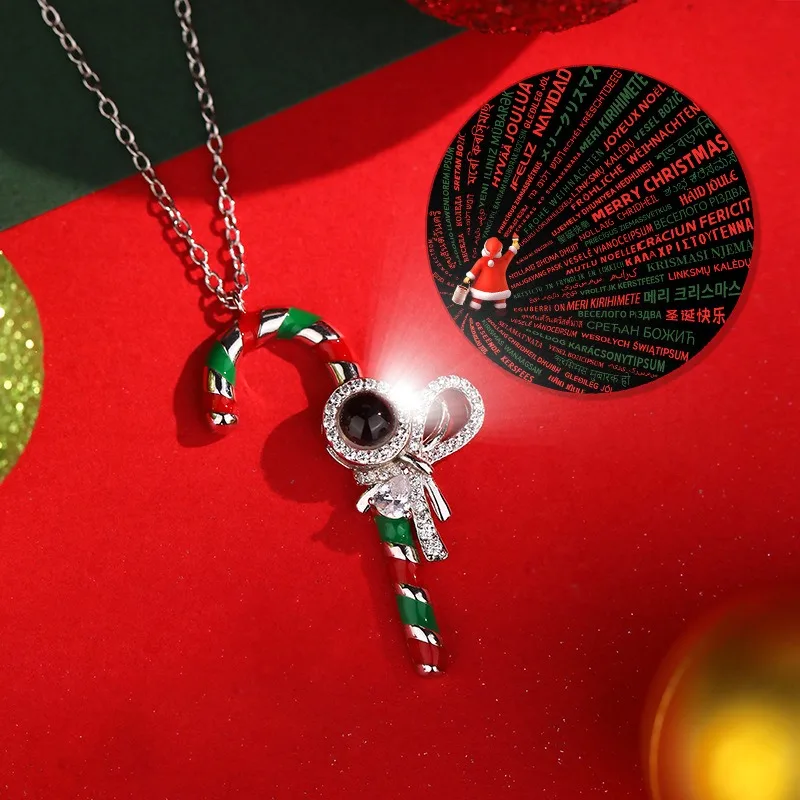 

Crutch Shaped Stone Projection Pendant With Custom Memorial Family Photo Personalized Decorations Christmas Gifts For Women