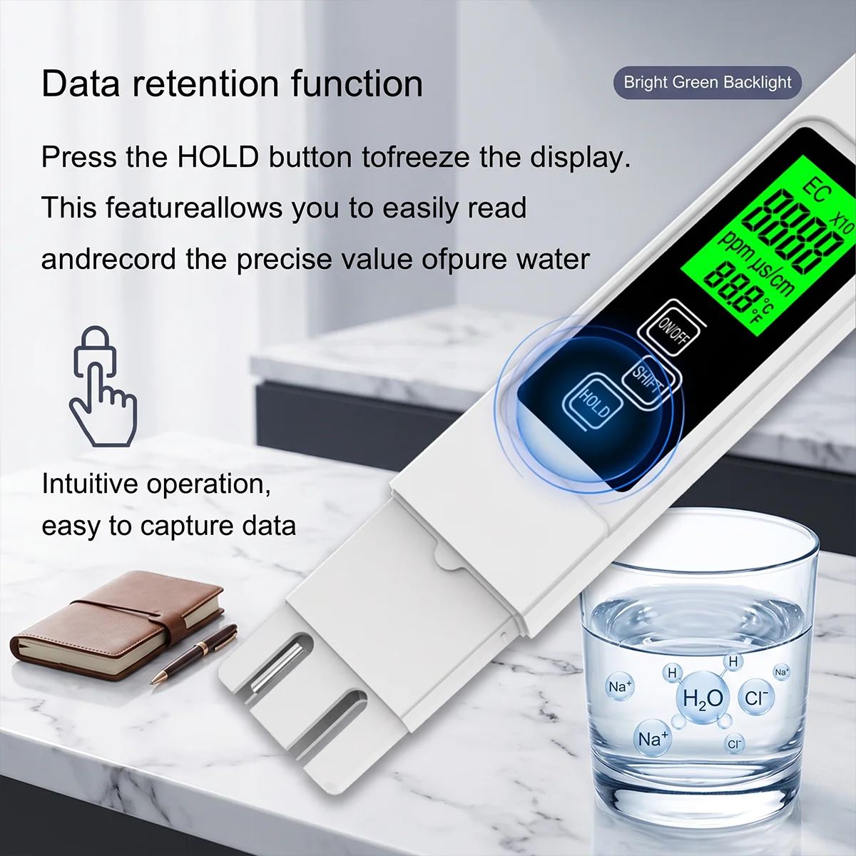 A5 Wasserqualitätstester Tragbares 4-in-1 TDS EC & Temperaturmessgerät 0-9999ppm Präzise für Trinkwasser, Hydroponik, Aquarium – Detail 6