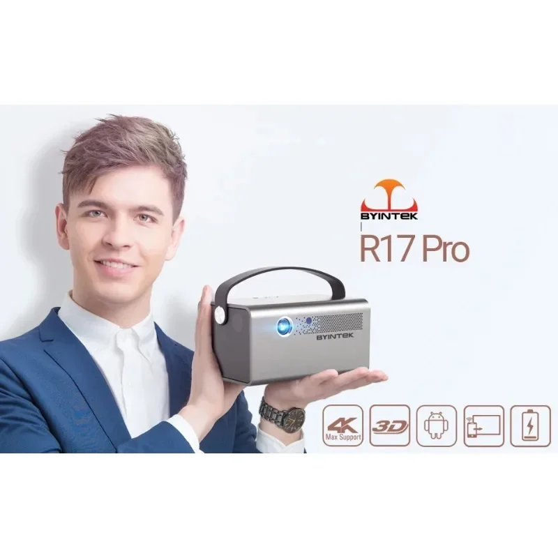 

BYINTEK R17 Smart DLP 3D Smart Proyector Android9.0 5G Wifi 15600mAh Battery Home Cinema TV Phone 4K Beamer