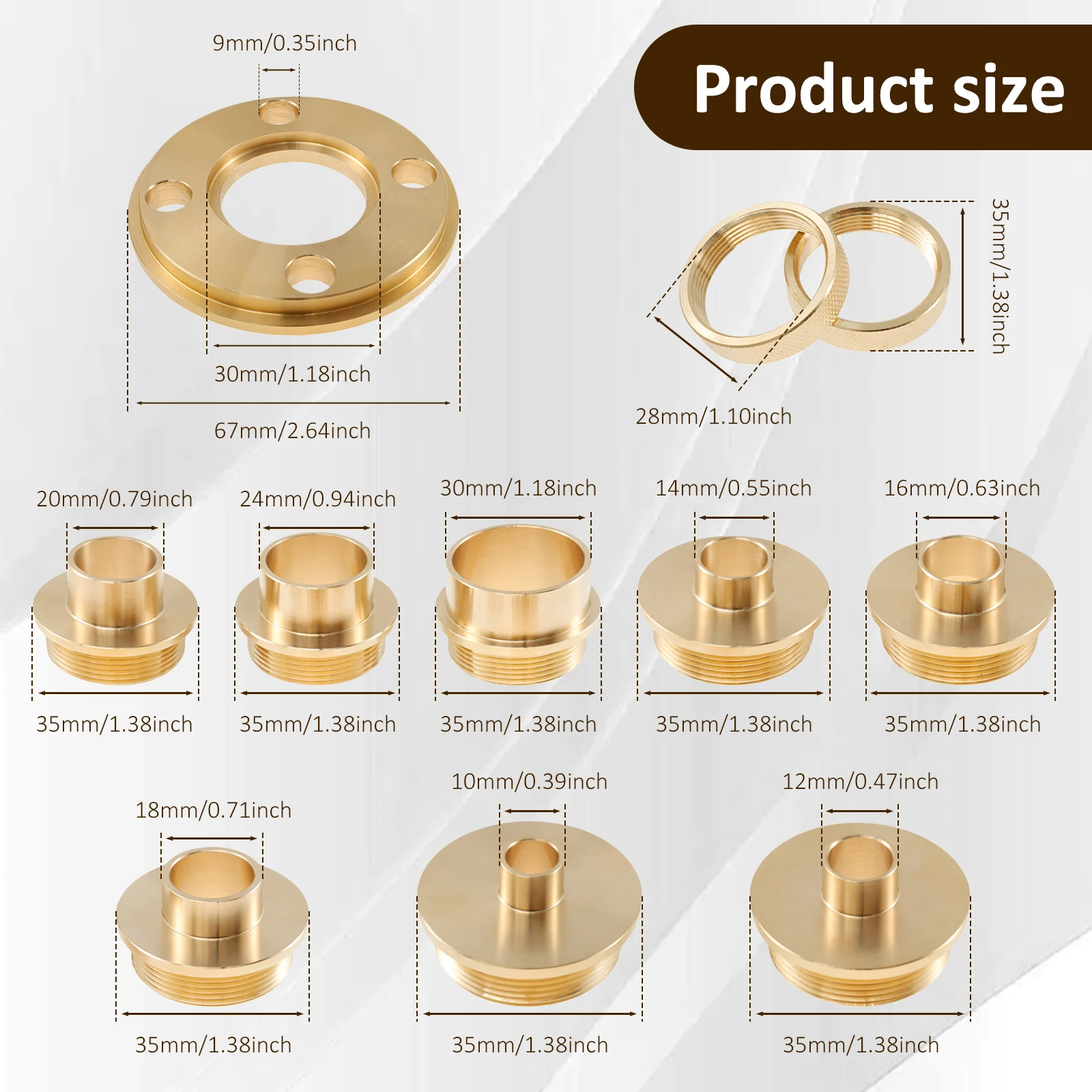 11Pcs Premium Brass Router Template Guides Set Precision Router Bushing Guide Set with Carrying Case Woodworking Router Tools