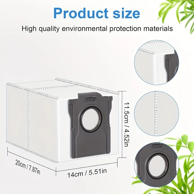 ถุงเก็บฝุ่นแบบใช้แล้วทิ้ง 5 ชิ้นสําหรับ Dreame X30 Ultra/L10s Pro Ultra/X40 Ultra หุ่นยนต์สูญญากาศอัตโนมัติ