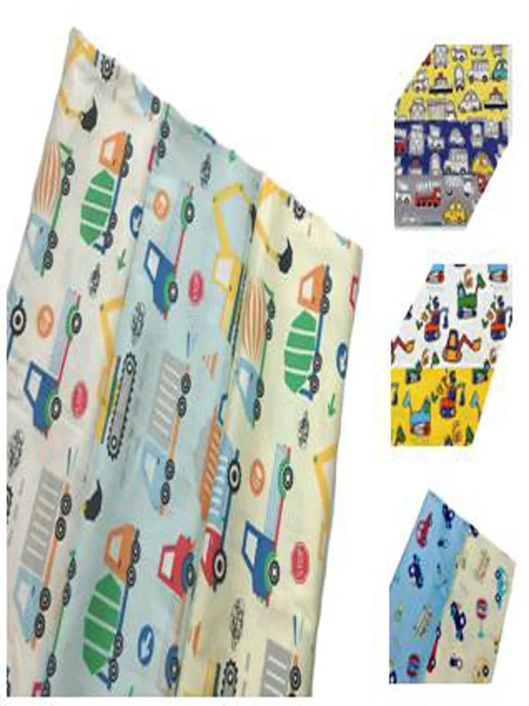 100% Cotton viaPhil Cartoon Vehicle Bus Fire Truck Car Series Printed Fabric Patchwork Cloth Dress Home Decor