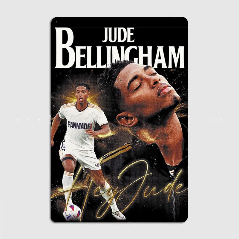 Jude Bellingham Football Player Retro Metal Plaque Poster Club Home Decor Bar Cave Classic Tin Sign Pub Room Decor Wall Decor