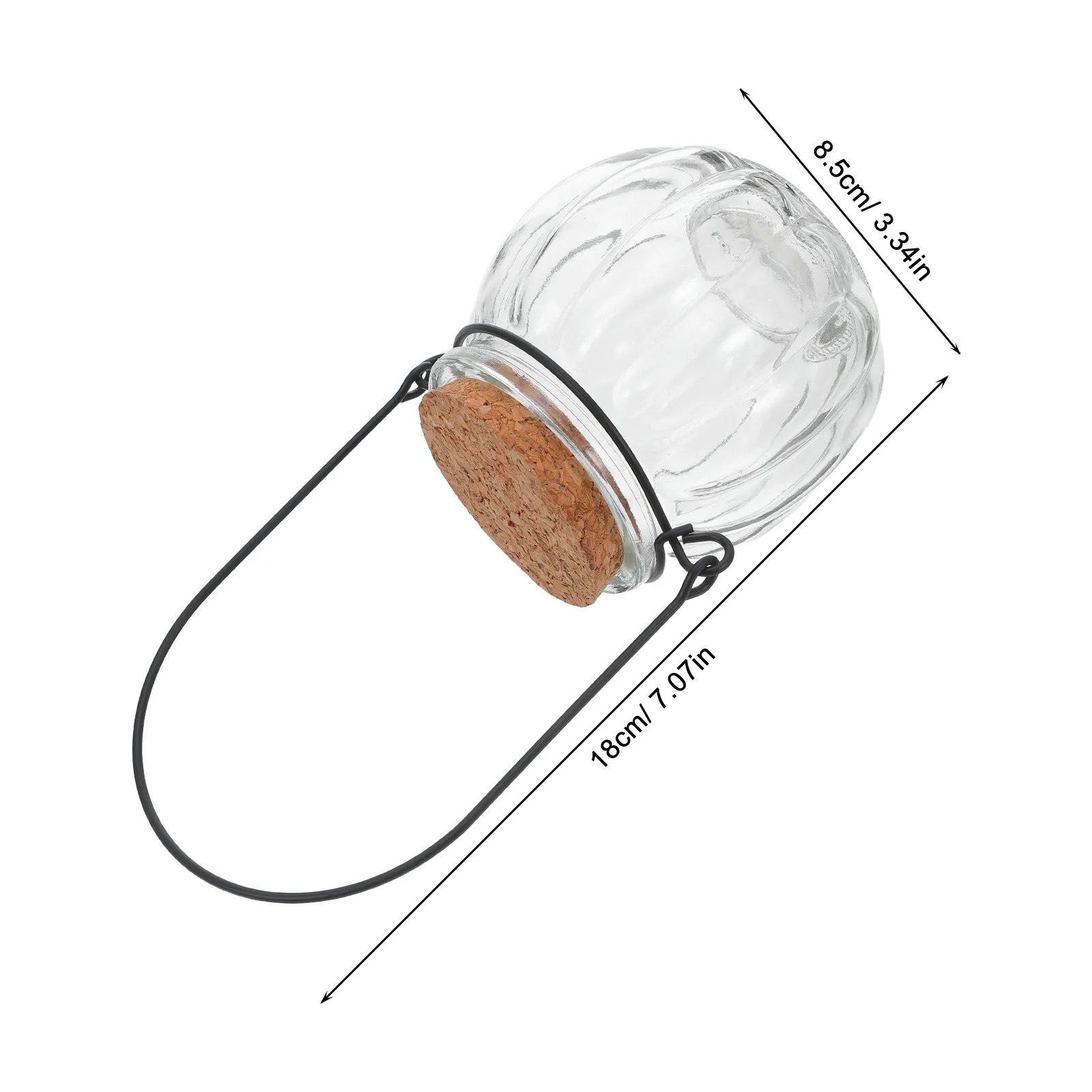 4Pcs Hanging Clear Glass Pumpkin Candy Jar Airtight Cork Stopper Decorative Storage Candy Holder Small Jar Small Vase view 5