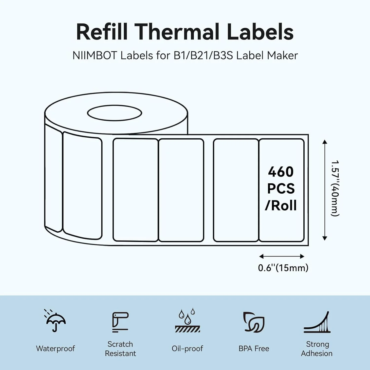 Niimbot B21/B1/B31 Thermisch Label Sticker Papier Rond Wit 20-50mm Breedte Kleding Tag Commodity Prijs Voedsel Zelfklevend
