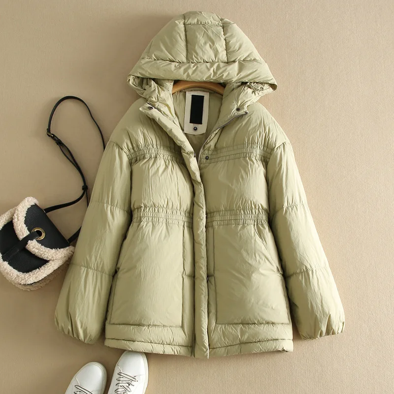 

Women's Puffer Coats Winter New Down Jackets Simple Solid Casual Literary Outerwears Thickened Loose Warm Hooded Snow Down Coats