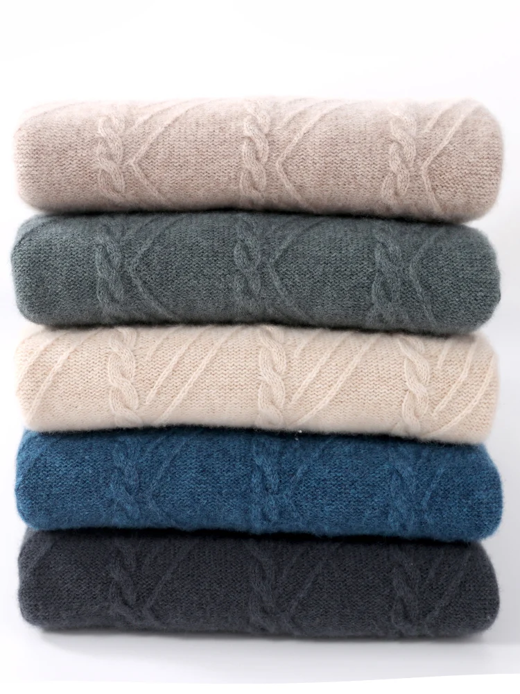 

Мужской кашемировый свитер с круглым вырезом, толстый вязаный пуловер, осенне-зимний, молодежный, деловой, жаккардовый трикотаж