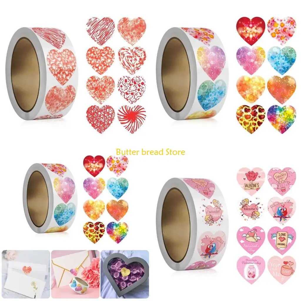 W89C Valentine's Day Gift Sticker Self-Adhesive Sticker Heart Labels Love Sticker