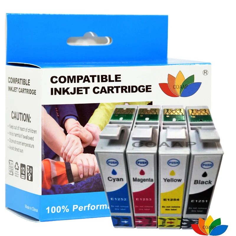 

4 совместимых картриджа T1251 T1252 T1253 T1254 для epson 125 NX125/127/130/420/625