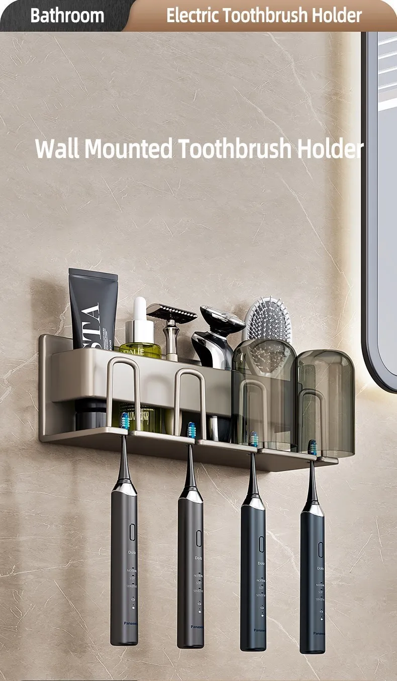 

Toothbrush Rack Bathroom Perforation-Free Mouthwash Cup Wall Mounted Storage Rack Electric Toothbrush Rack Bathroom Accessories