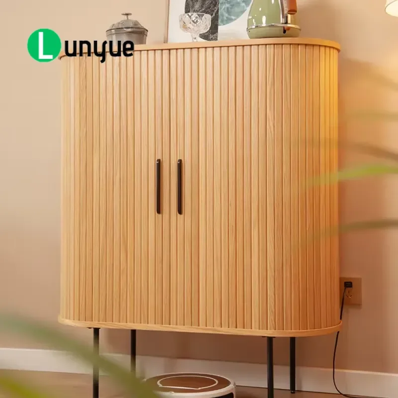 Modern Luxury Solid Wood Corner Edge Cabinet Tall Buffet Furniture for Restaurant Interior Unique Design Storage Solution