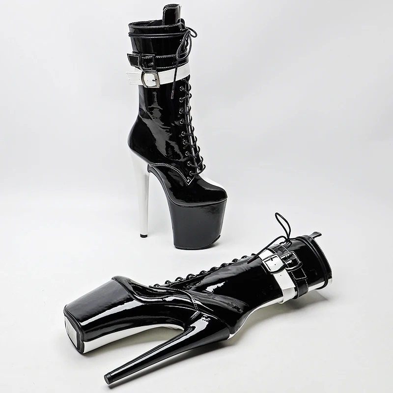 Leecabe  20CM/8inches  shiny patent PU Upper Pole dancing shoes High Heel platform stripper heel Pole Dance boot