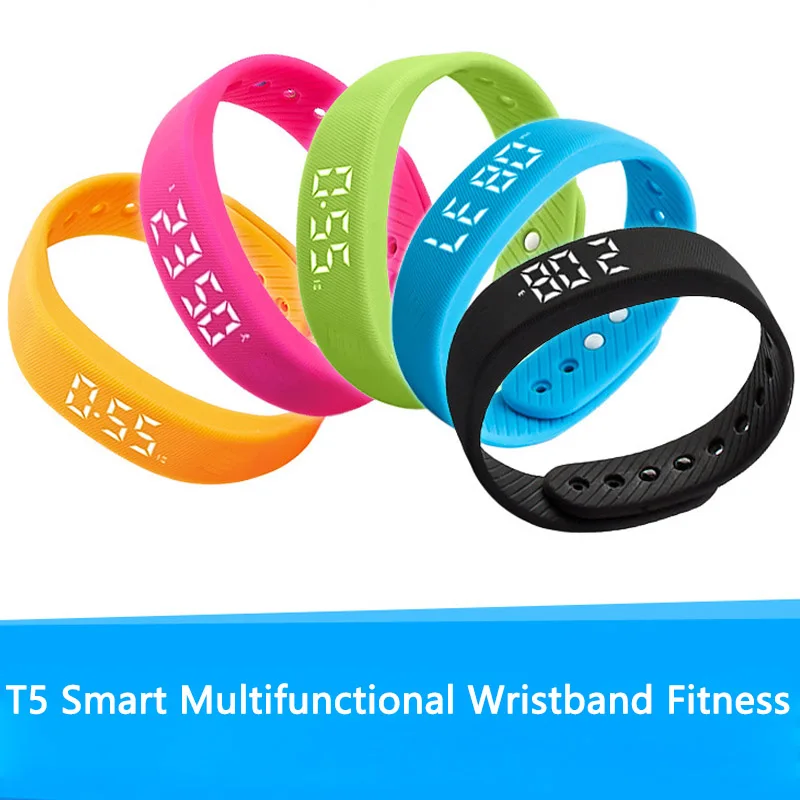 

IP65 Waterproof Sports T5 Smart Multifunctional Wristband Fitness Bracelet LED Activity Sleep Tracker Smart Watch Pedometer