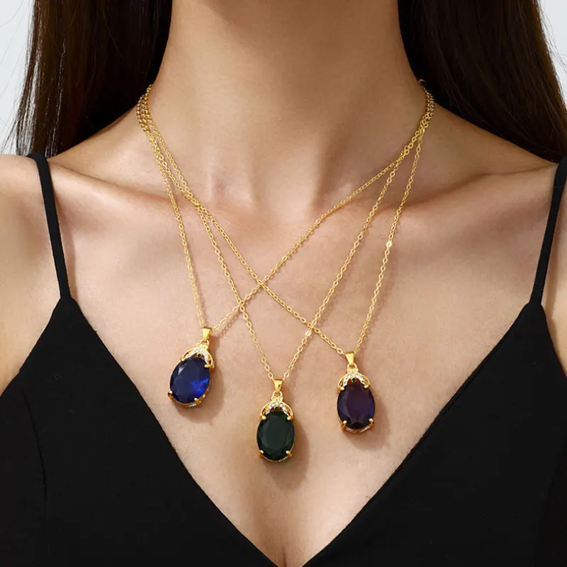 

Fashion Income Water Drop Carat Swiss Queen Necklace Temperament Elegant Lady's Neck Accessories Wedding Trendy Jewelry