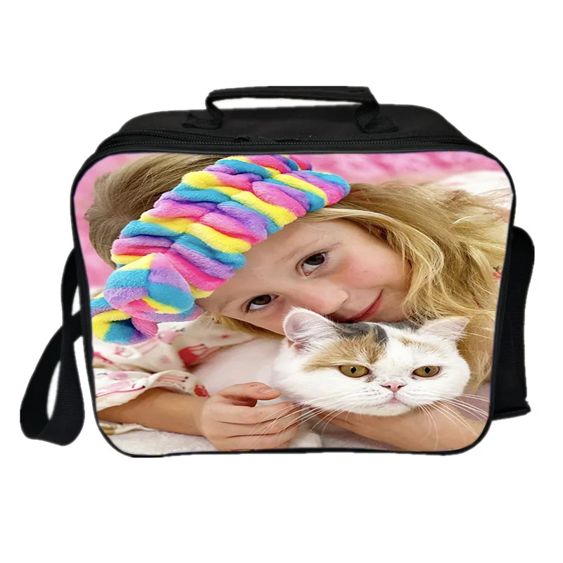 Sac à bento en nylon imprimé Nastya pour filles, sac isotherme portable, fourre-tout de pique-nique en plein air, sac à lunch de dessin animé étudiant, grande capacité, mignon