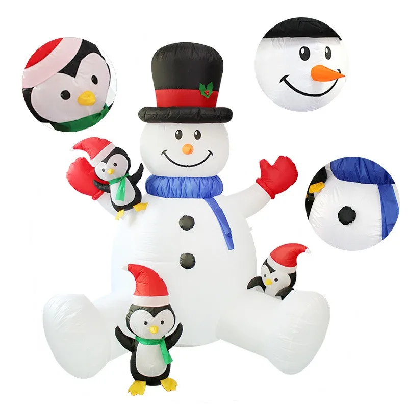 Inflatable Christmas Balloon with Lights, Air Model, Snowman, Penguin, Pyramid, Outdoor Party Decoration, 7 Inches, 2.1m, New