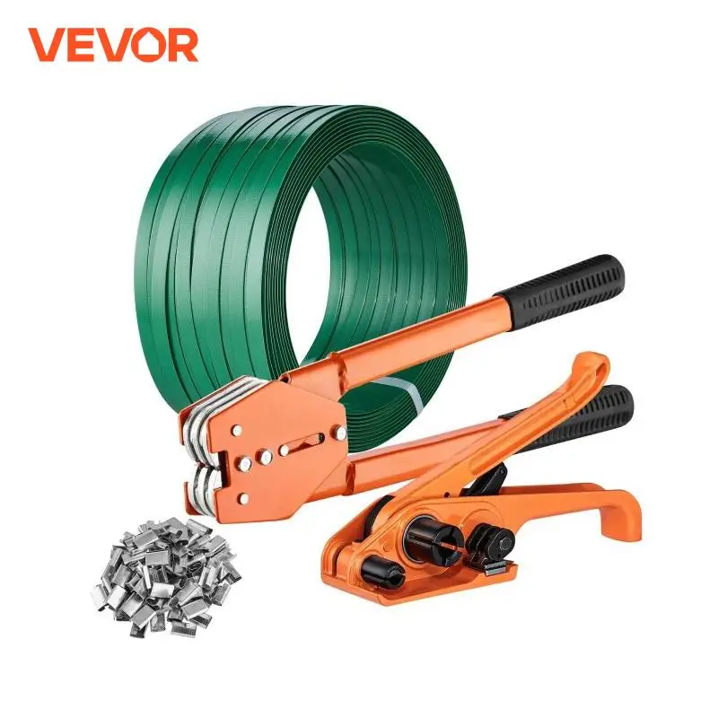 VEVOR Manual Plastic Strapping Banding Machine Packing Strap Baler with Tension Tool Packer 1000ft PET Band 300 Metal Seals Kit